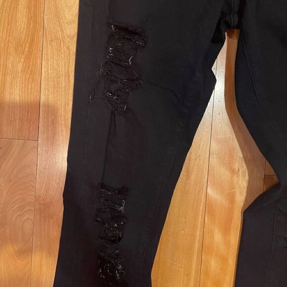 FRAME denim "Le Skinny De Jeanne" black ripped jeans size 25! - Picture 3 of 6